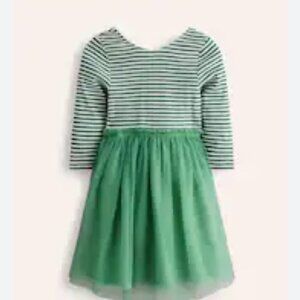Mini Boden Green Tilly Rib Jersey Tulle Dress Size 4-5Y
